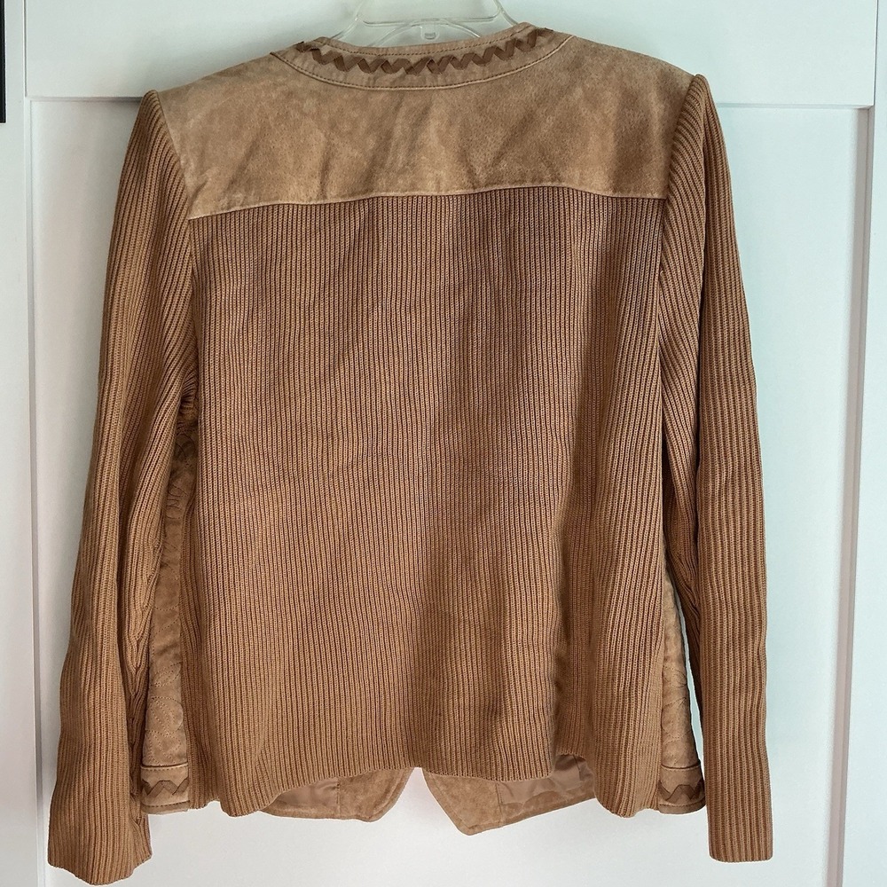 Vintage Peter Nygard Brown Leather Knit Suede Jacket Women's XL Western Boho - Picture 3 of 5
